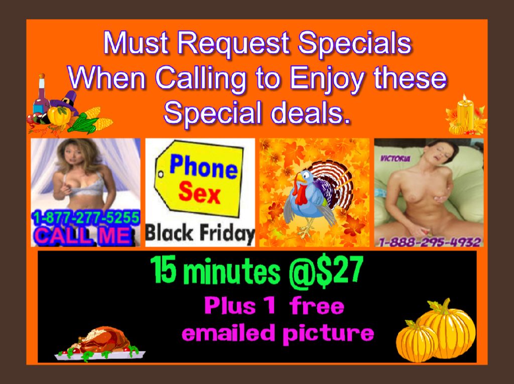 Thanksgiving Special, Black Friday Special, Cyber Monday Special, Holiday Special. Phone Sex Special